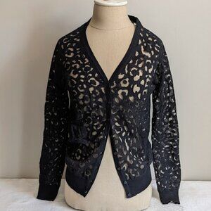 Anne Fontaine Lara Sheer Black Cardigan Size 4-6